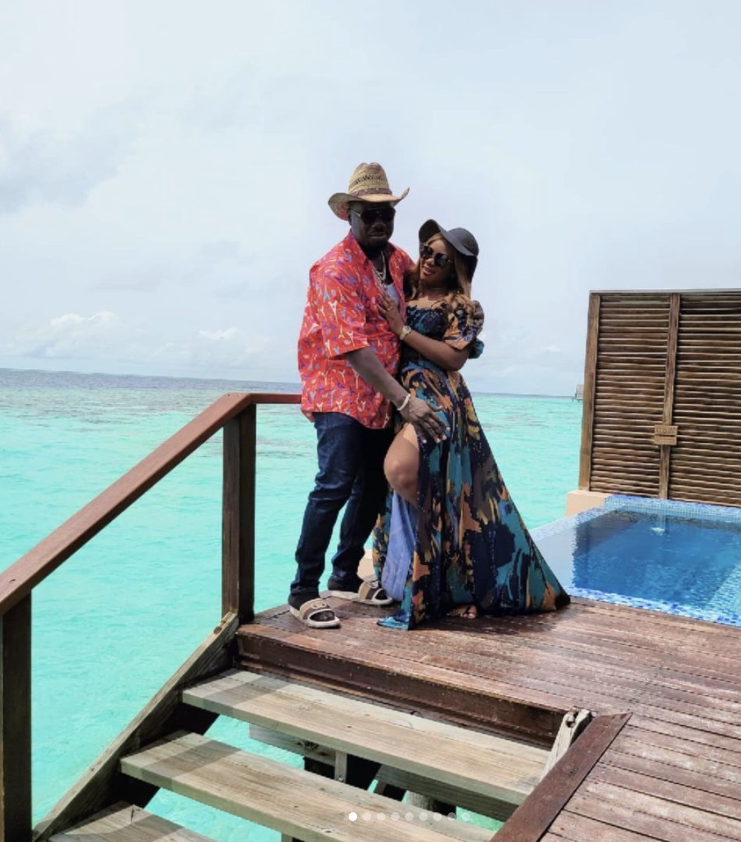 Obi Cubana and his wife in Maldives