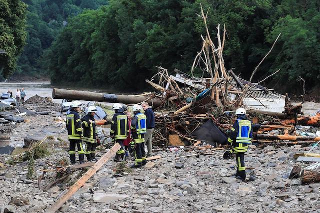 Rescue workers after devastating flood in Germany