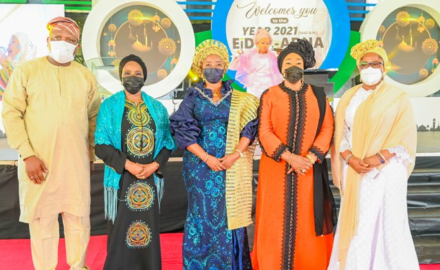 L-R: Prince Anofiu Elegushi; Mrs Folashade Jaji, Dr. Ibijoke Sanwo-Olu, Mrs Oluremi Hamzat; and Mrs. Folashade Tinubu-Ojo, at the special Eid-El-Kabir celebration in Lagos, Sunday. 