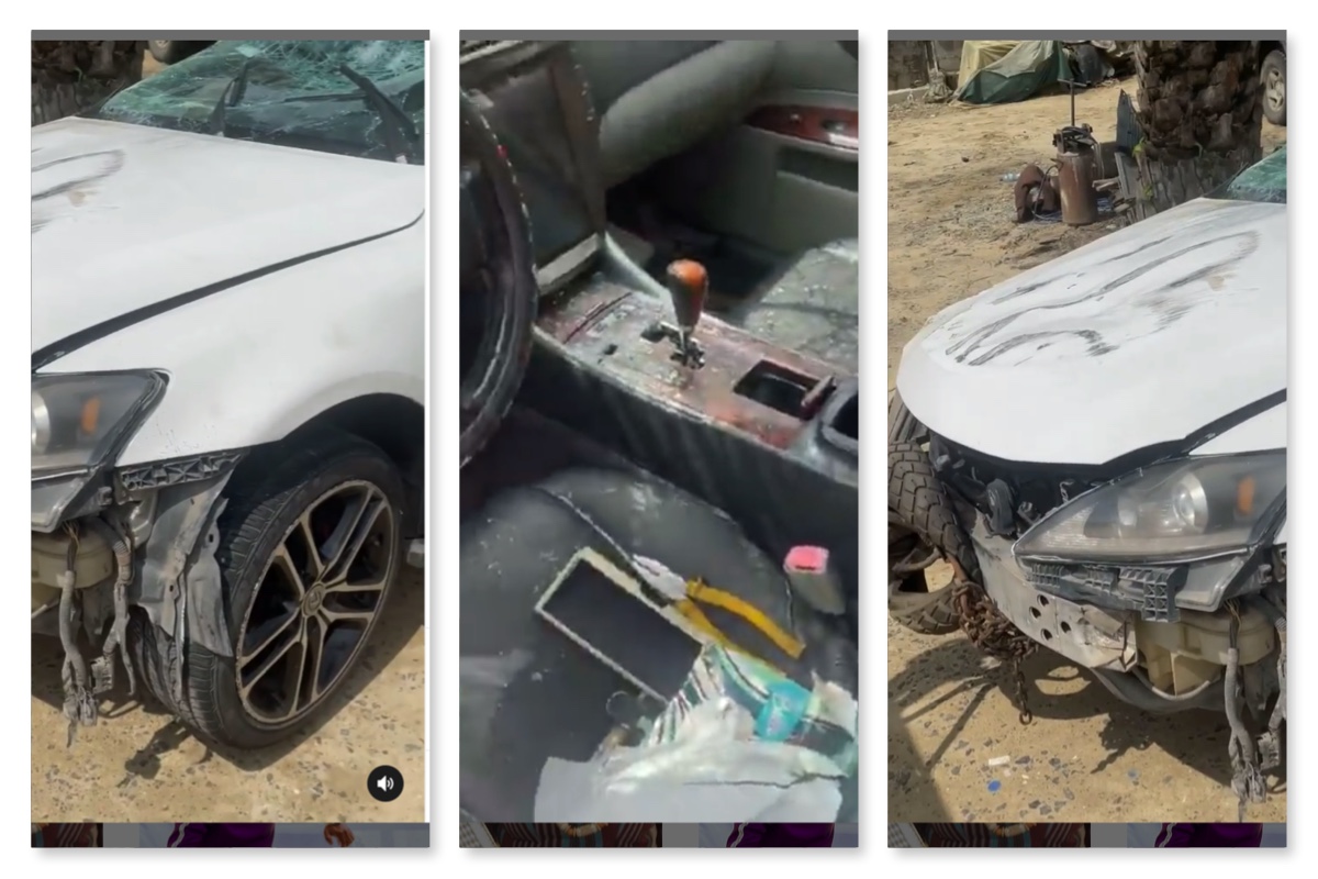 Screenshots of the crashed Lexus Saloon of Oluwadolarz