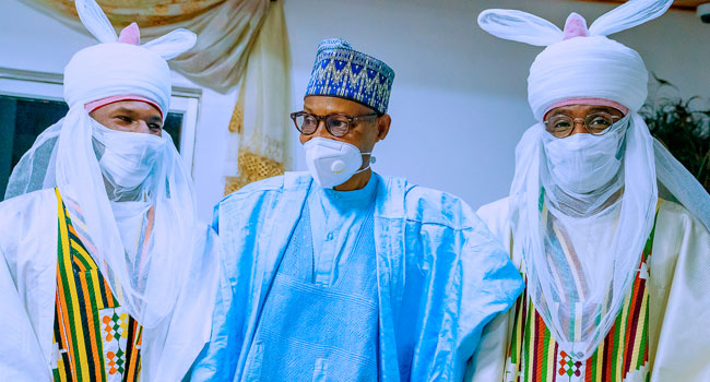 Talban Daura Yusuf Buhari, with President Buhari and Musa Daura last Tuesday