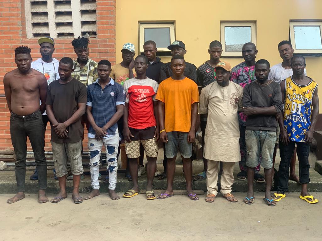 The suspected hoodlums arrested for causing mayhem on Oshodi-Apapa expressway.