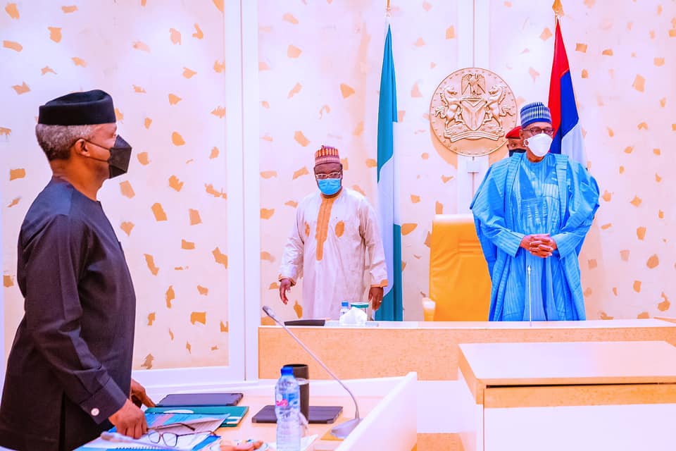 Buhari with Osinbajo at the meeting