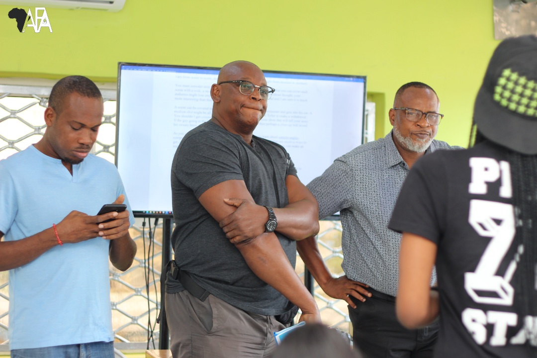 Veteran actor, Keppy Ekpenyong while training participants at the AFA training for upcoming actors