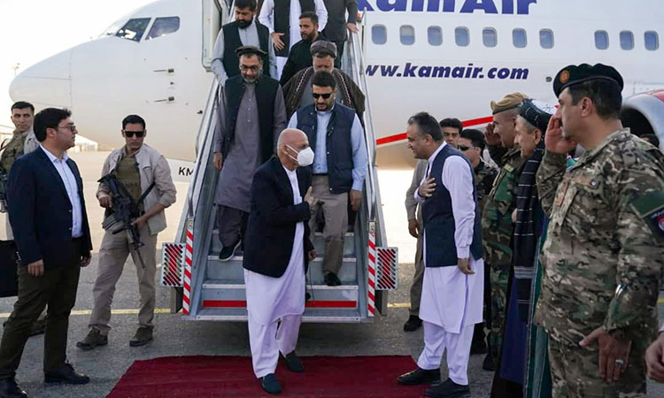 Afghanistan president Ashraf Ghani in Mazar-i-Sharif as Taliban mount a blitzkrieg
