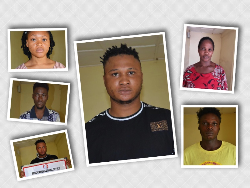 All internet fraud suspects, R- Iwuji, Justin; c- Ebhogie, l- Margaret and Godwin