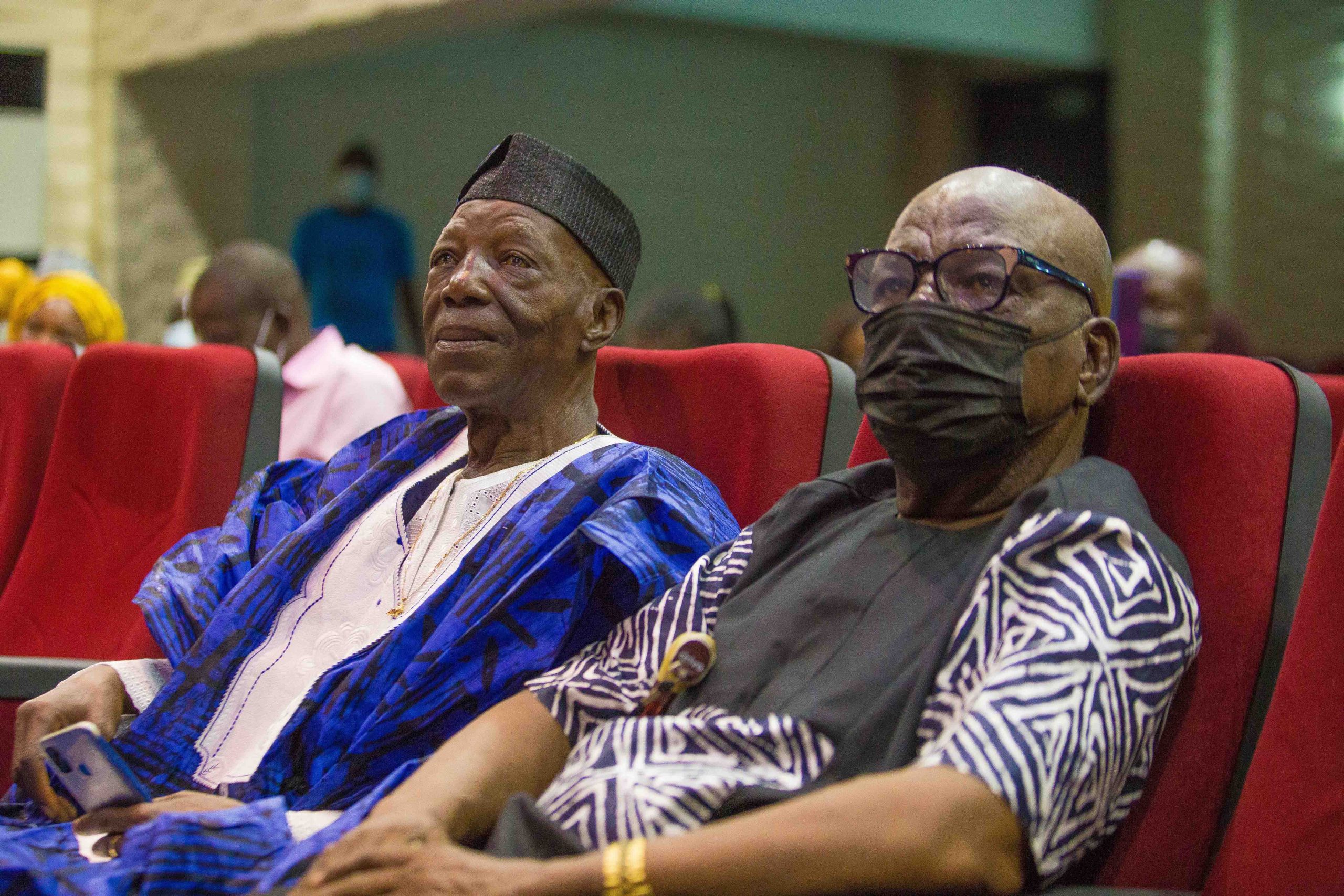 Baba Ani and Mr Benson Idonije, both managed Fela's Egypt 80 band. Photo by Ayodele Efunla