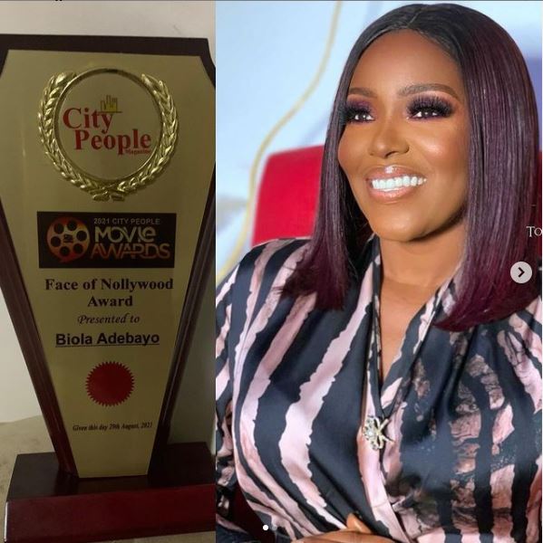 Abiola Adebayo wins Face of Nollywood Award at the 2021 City People Movie Awards.