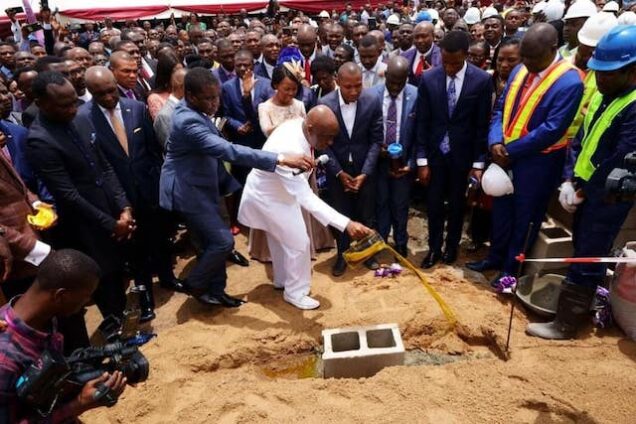 Bishop Oyedepo laying the foundation of the Tabernacle in Canaanland in 1989