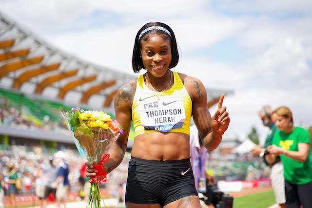 Elaine Thompson-Herah at the Prefontaine Classic in Eugene, Oregon