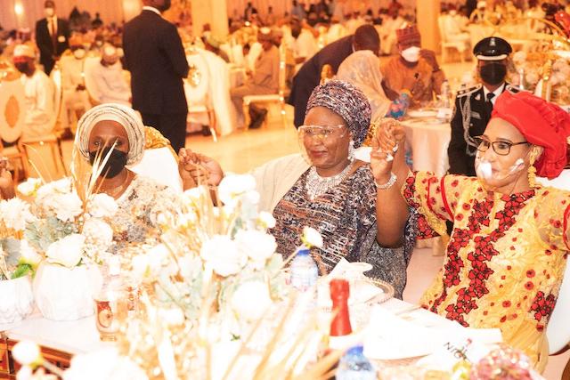 First Lady Aisha with Dolapo Osinbajo and another guest