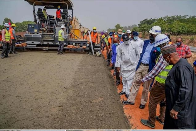 Flashback: Fashola, middle inspects work on the road in April