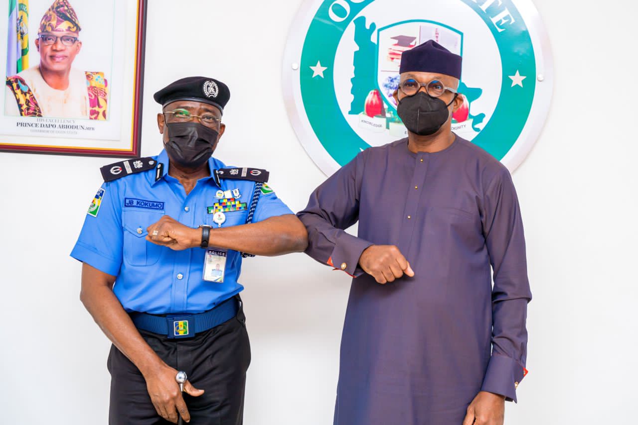 New Assistant Inspector General of Police in charge Zone 2, Johnson Kokumo and Governor Dapo Abiodun