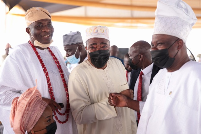 Senator Lekan Mustapha, Senator Ganiyu Solomon and Senator Ibikunle Amosun at the event