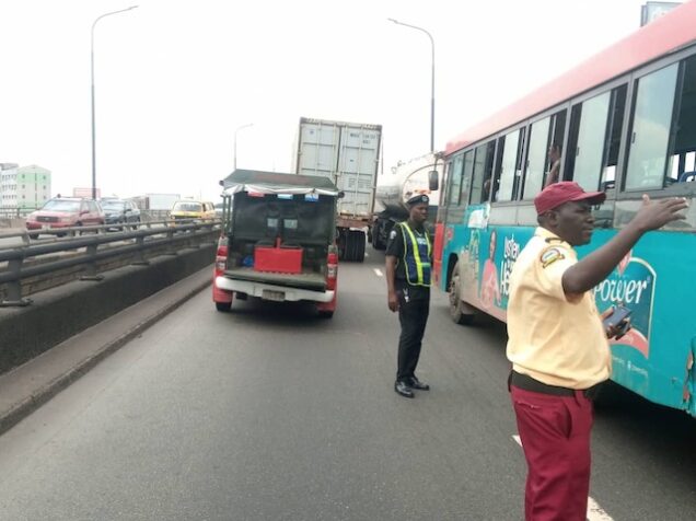 In normal times, LASTMA official control traffic at Maryland, Ikorodu Road