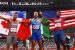 Jacobs of Italy, middle, win the Tokyo Olympics 100 metres gold