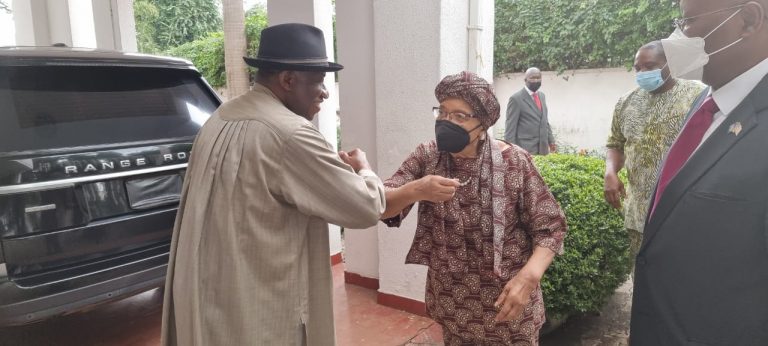 Jonathan and ex-Liberian leader Ellen Johnson Sirleaf