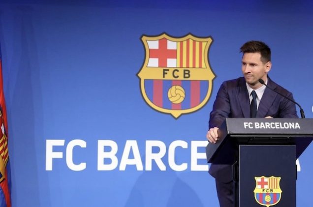Lionel Messi on Sunday at Camp Nou