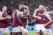 Michail Antonio, second left and teammates rejoice after West Ham thrash Leicester