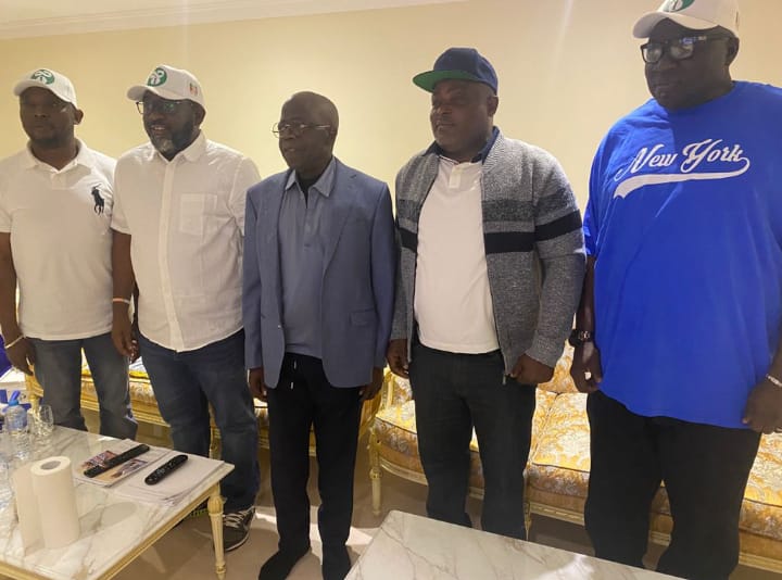 Tinubu with some members of the Lagos State House of Assembly in London