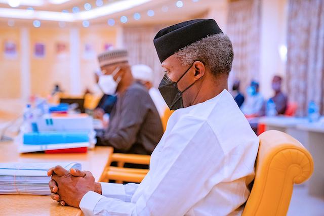 A pensive Osinbajo at the meeting