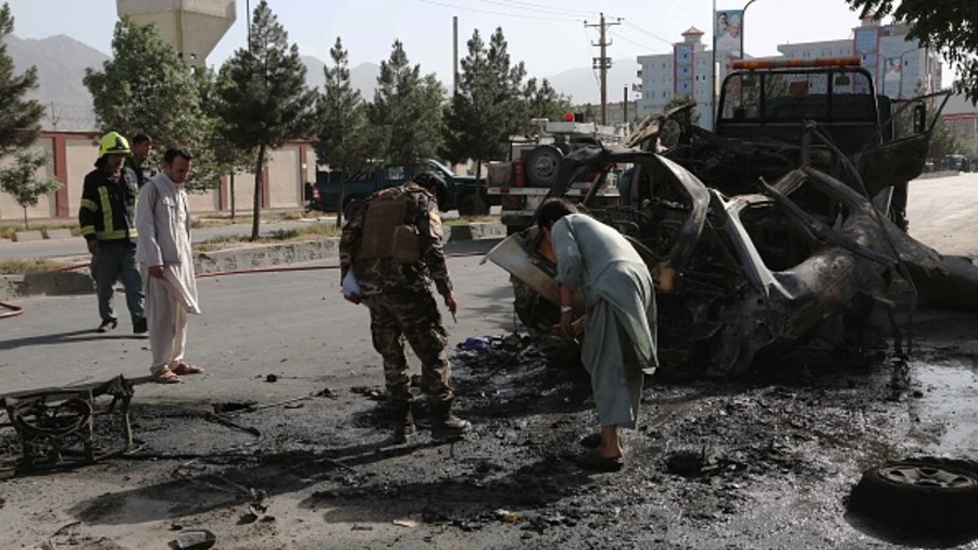 The ruins left by ISIS bomber in Kabul on Thursday