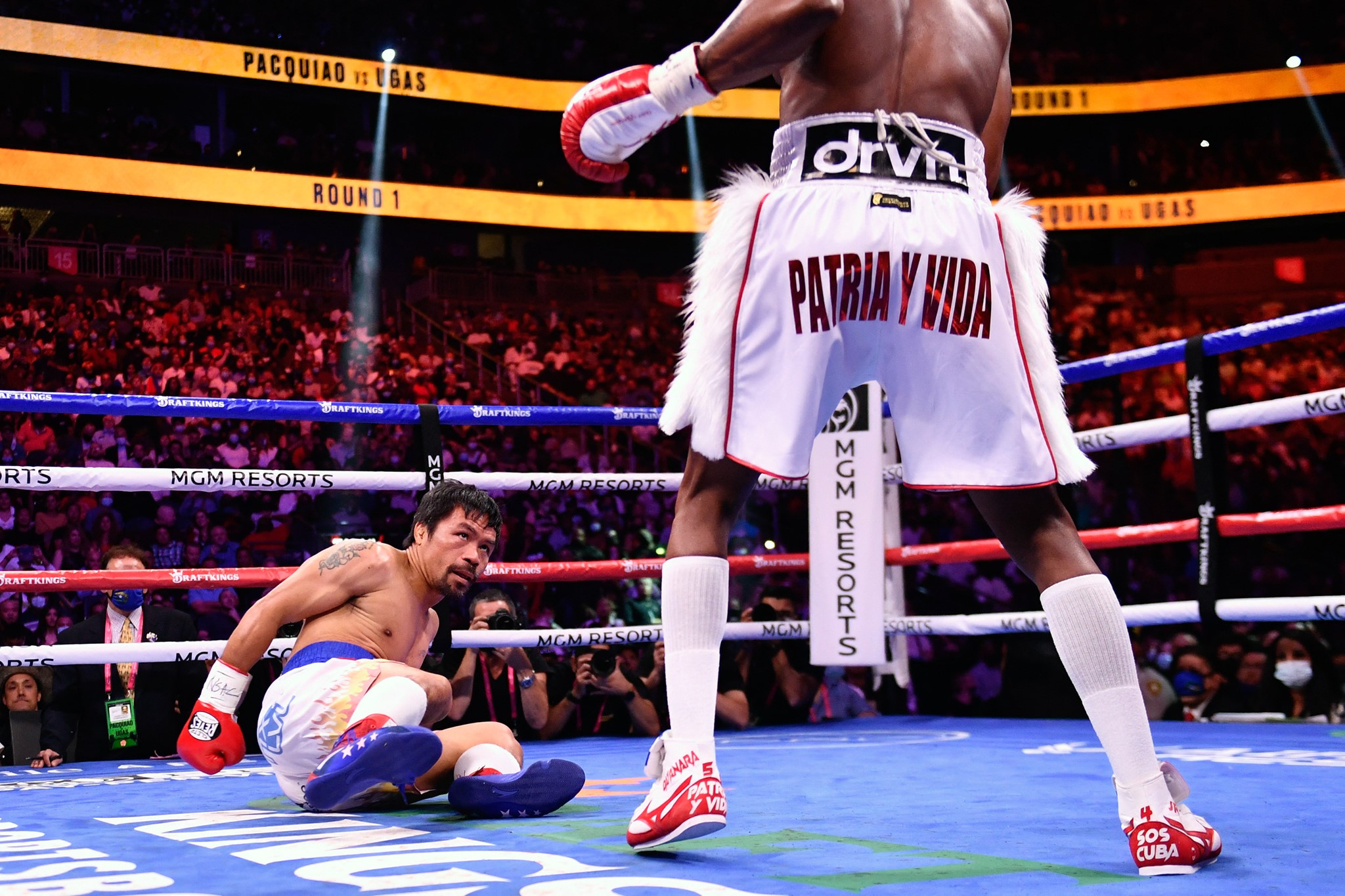 Yordenis Ugas floors Manny Pacquiao in Las Vegas