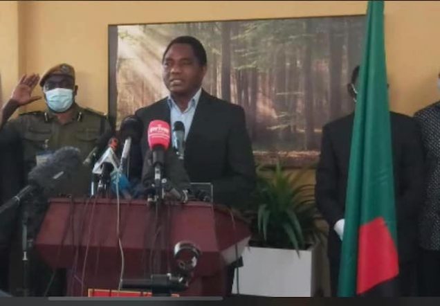 Zambia’s President elect Hichilema speaking on Monday