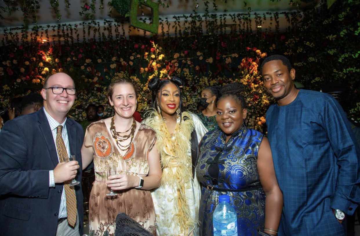 The British Deputy High Commissioner, Ben Llewellyn-Jones and Mrs Ben Llewellyn, Mo Abudu and other guests at the dinner