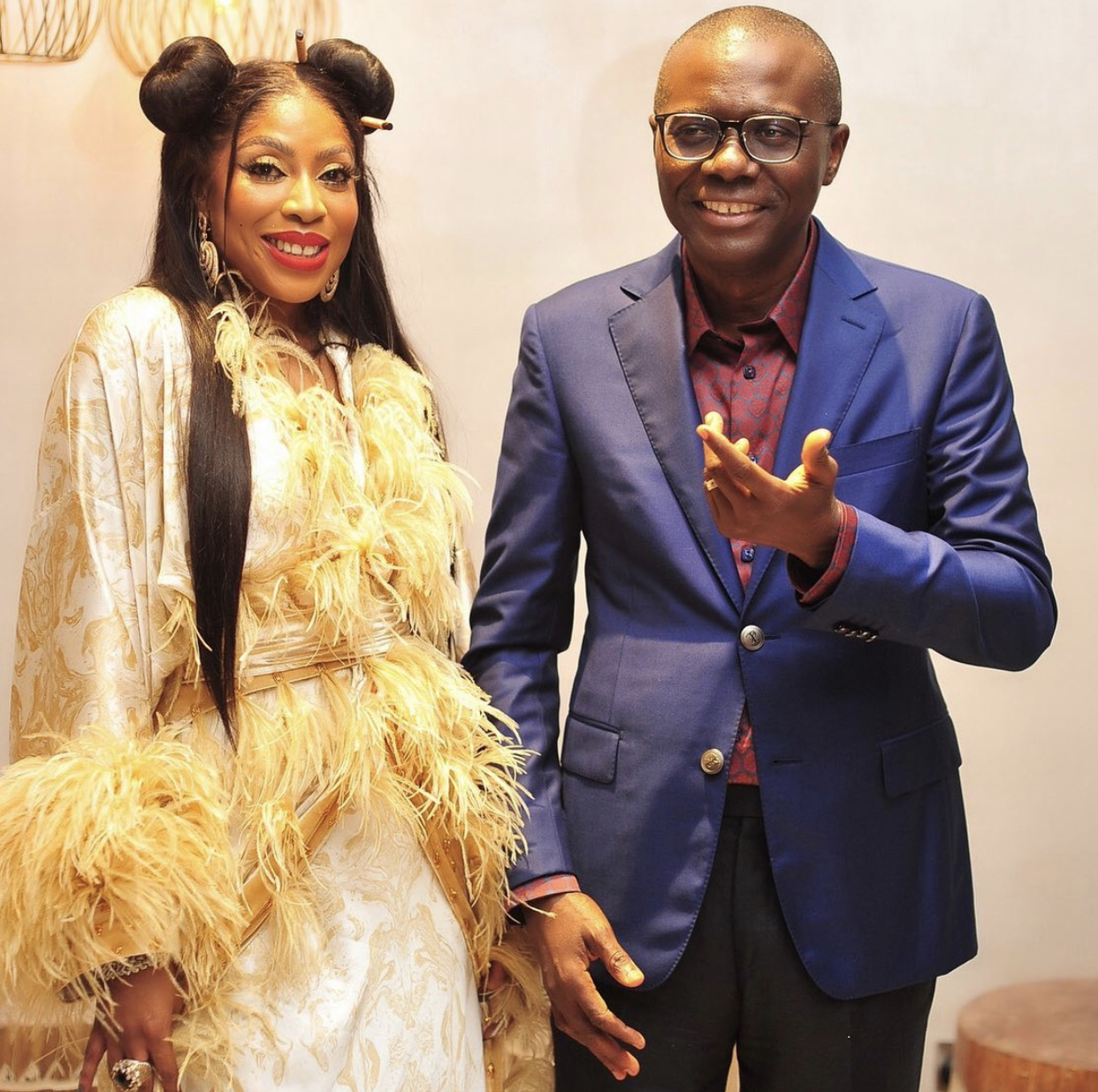 CEO of EbonyLife, Mo Abudu and Governor Babajide Sanwo-Olu of Lagos State