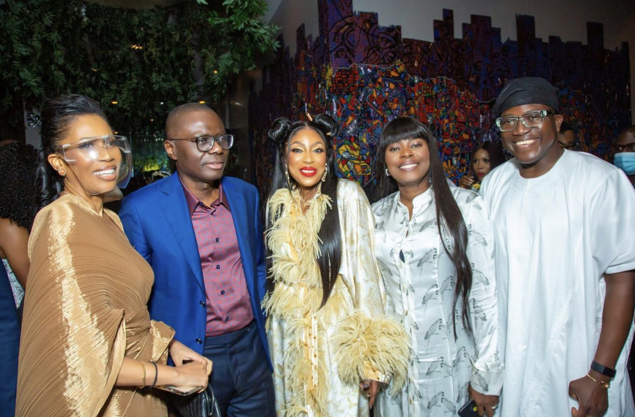 CEO of EbonyLife, Mo Abudu with Governor of Lagos State, Mr Babajide Sanwo-Olu, and guests at the dinner