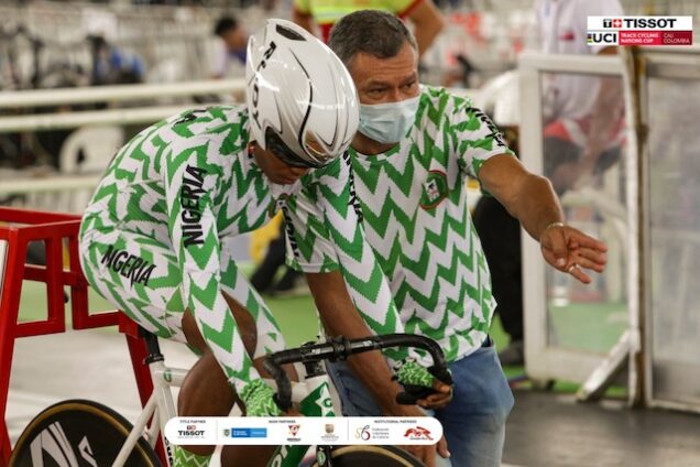 A Nigerian track cyclist in Cali Colombia