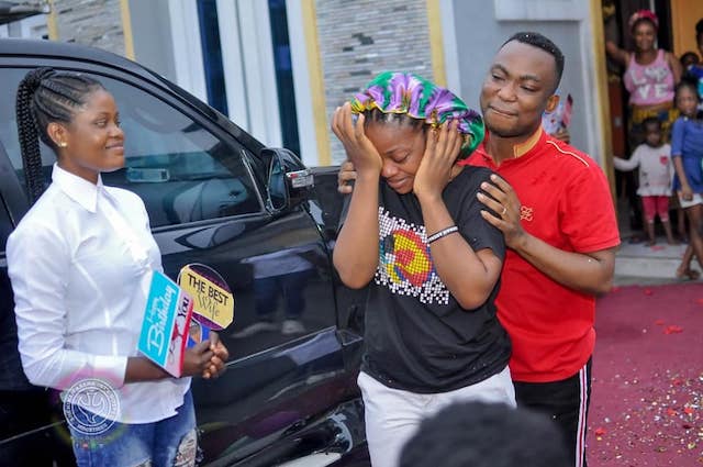 Agochukwu presents his wife Faith Chidera a Toyota Matrix on her birthday