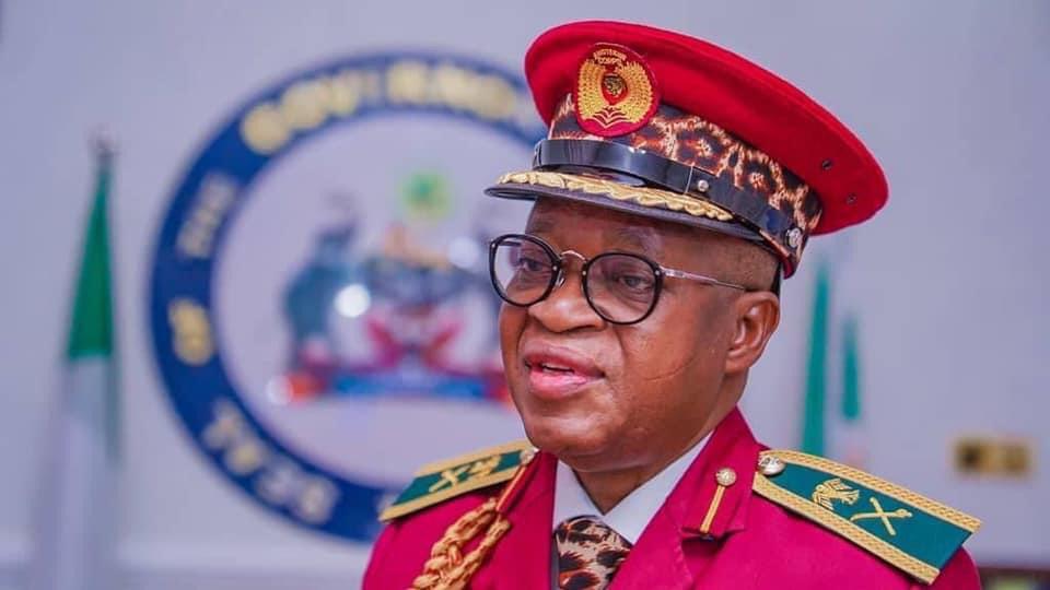 Gov. Oyetola in Amotekun outfit during the inauguration