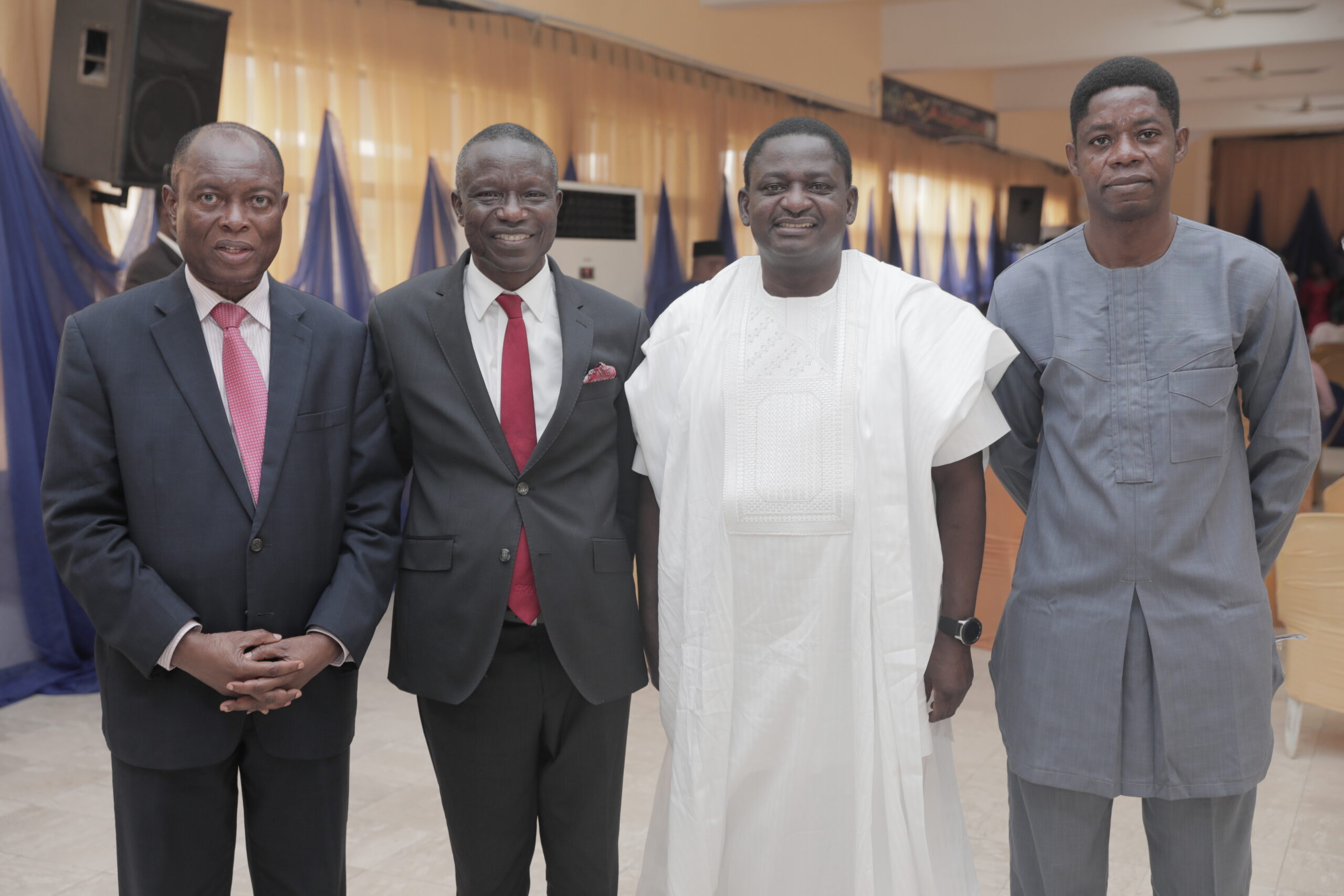 L-R : Rev Felix Omobude, Founder, Gracelife Ministry, Bishop Francis Wale Oke, National President of the PFN, Mr Femi Adesina, Special Adviser to the President and Mr Simbo Olorunfemi