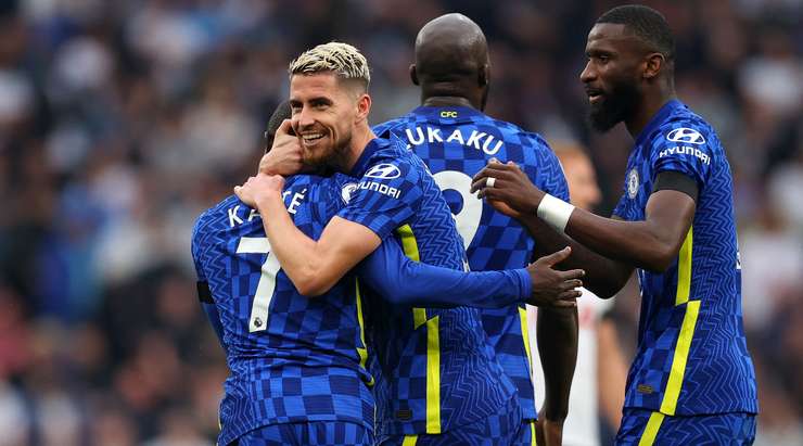 Chelsea players celebrate their victory
