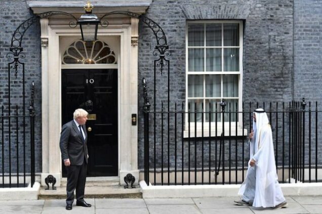 Crown Prince of Abu Dhabi, Mohamed bin Zayed Al Nahyan and British Prime Minister Boris Johnson