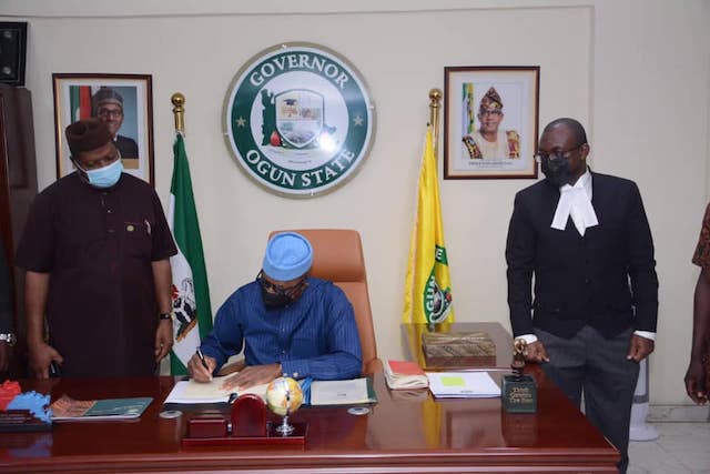 Dapo Abiodun signs the anti-open grazing law in Abeokuta