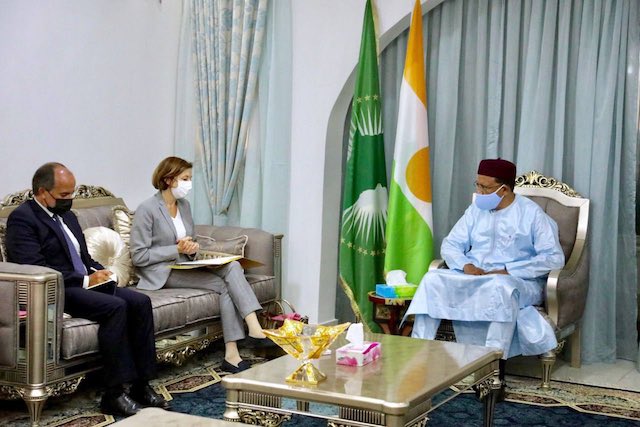 Florence Parly France's armed forces minister meets Nigerien President Bazoum