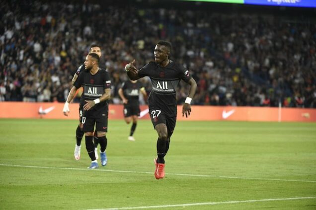 Gueye rejoices after scoring PSG’s first goal