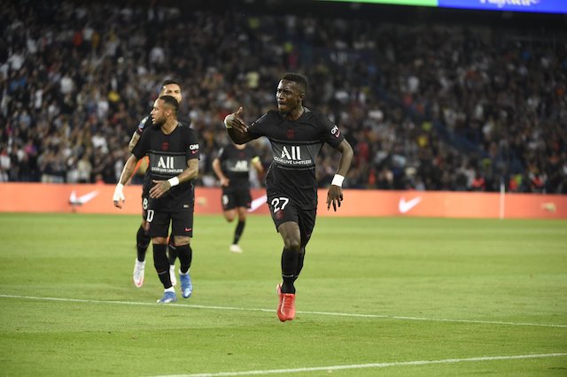 Gueye rejoices after scoring PSG's first goal