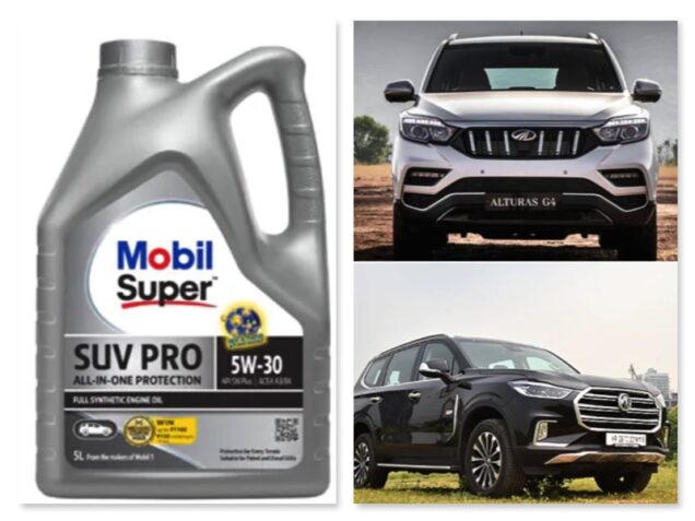 Mobil Super SUV Pro synthetic engine oil.
