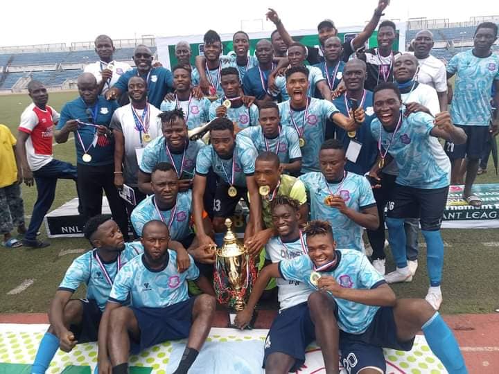 Niger Tornadoes with the NNL Super Eight trophy