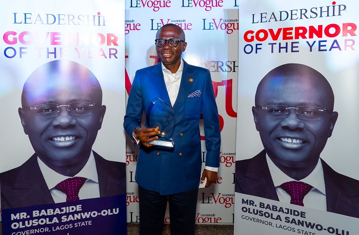 Lagos State Governor, Mr. Babajide Sanwo-Olu honoured with ‘Governor of the Year Award’ at the 2020 Leadership Group Annual Conference and Awards, organized by Leadership Newspapers, held at the International Conference Centre (ICC), Abuja, on Thursday, September 9, 2021.