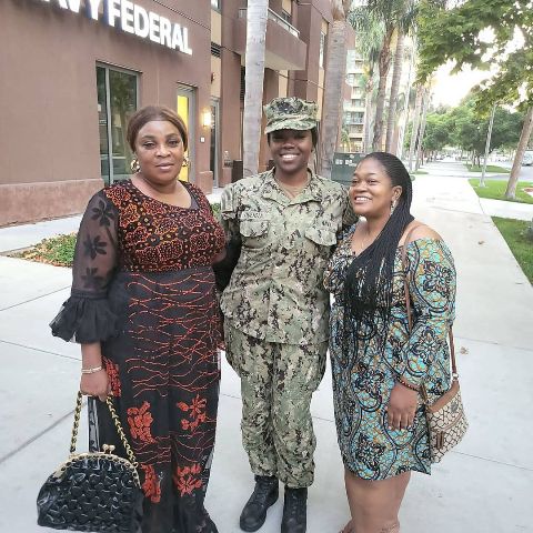 Opeyemi with her mother and a friend