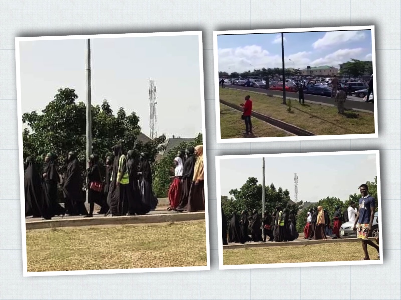 Shiites protest in Abuja and the traffic jam caused, top left