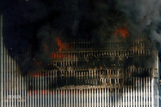 The World Trade Centre in New York on fire 20 years ago