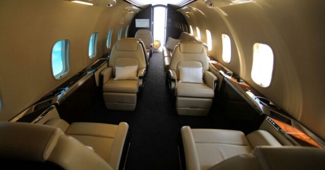The redesigned interior of Bombardier Challenger 350 PJ