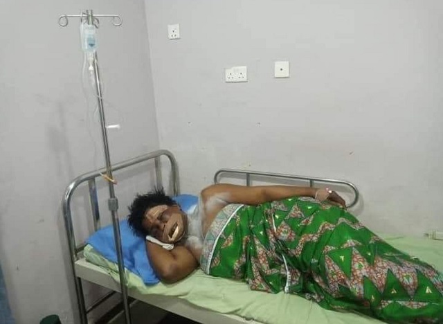 The victim on hospital bed