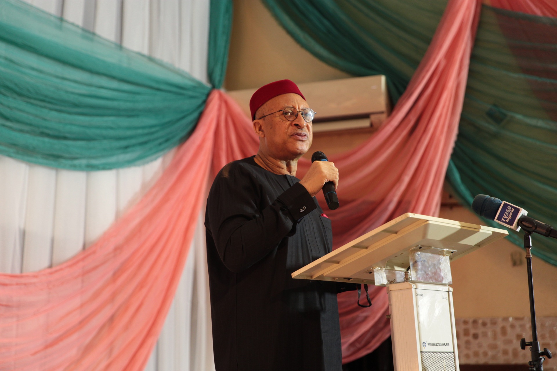 Prof. Pat Utomi speaking at the event - Photo by Ayodele Efunla